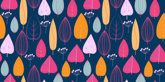 Seamless pattern with abstract leaves in Scandinavian style A natural print with simple geometric s