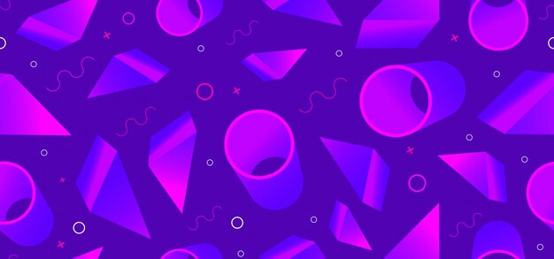 seamless pattern with abstract shapes isometric style