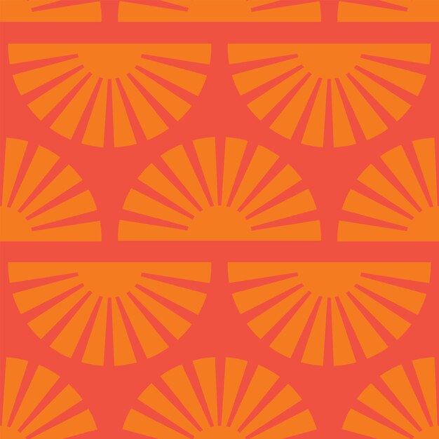 Vector seamless pattern with abstract shapes in orange pink and red colorful vector illustration