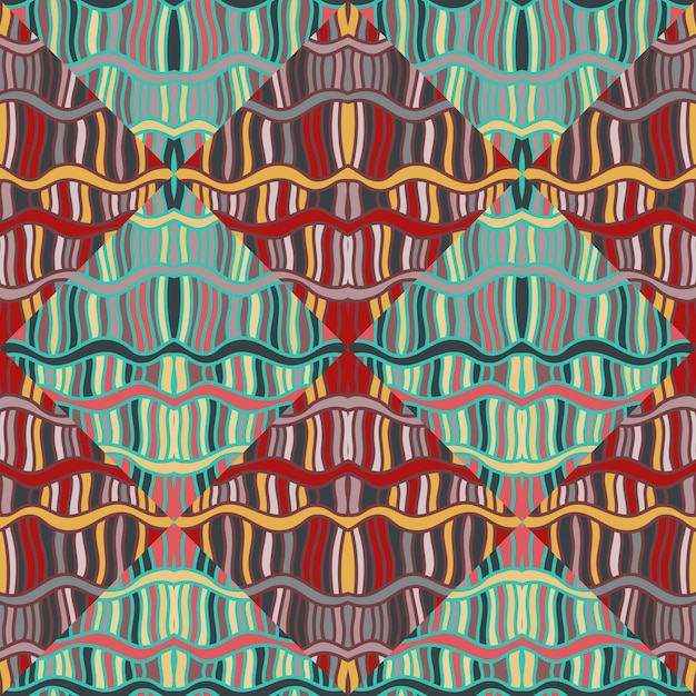 Seamless pattern with abstract wavy lines tribal mosaic tile textile rapport