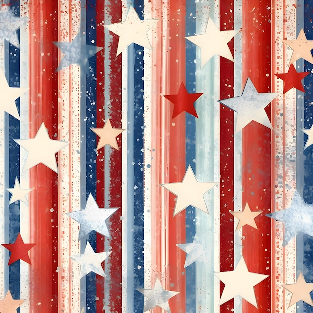 Seamless pattern with american flag and stars Vector illustration