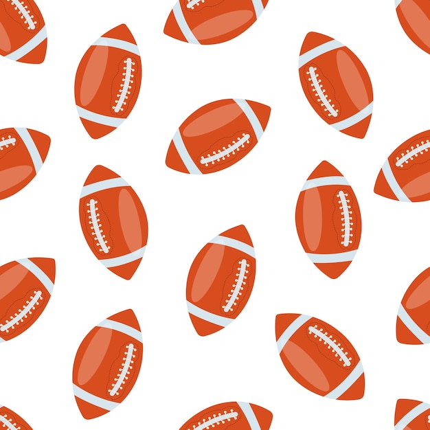 Seamless pattern with american football balls in flat style on a white background illustration ar