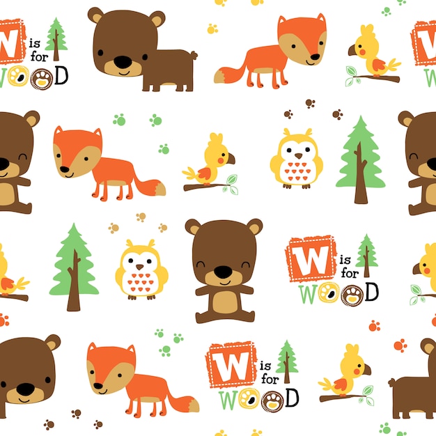 Seamless pattern with animals cartoon