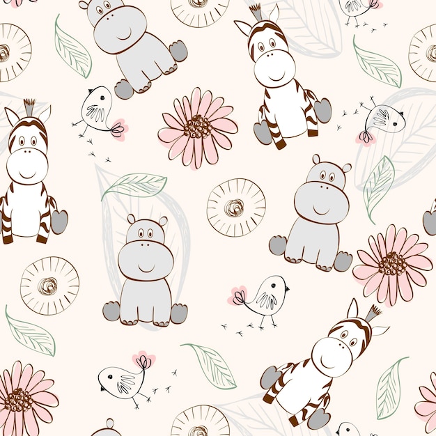 Seamless pattern with animals