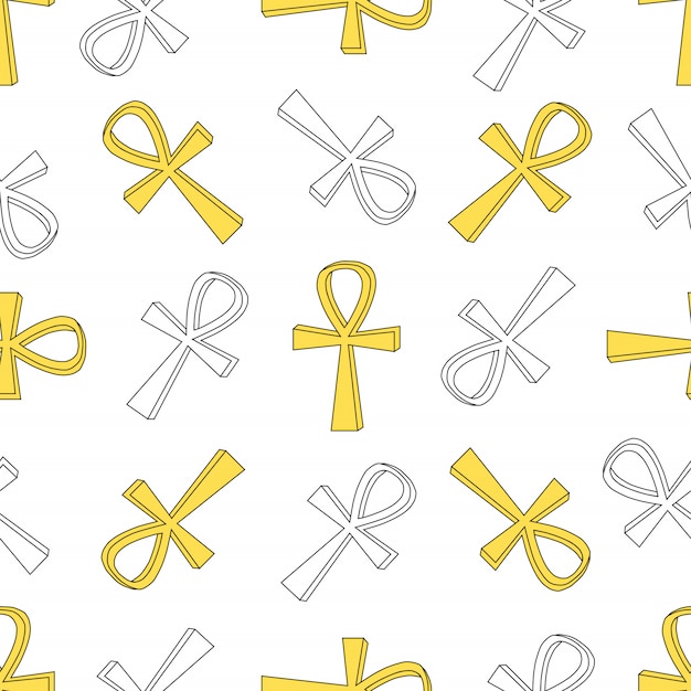 Seamless pattern with ankh, Egyptian ancient concept. Background, wrapping paper