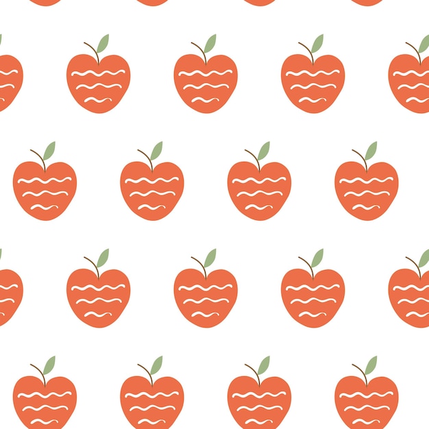 Seamless pattern with apples on a white background