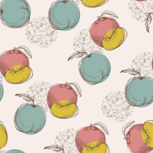 Vector seamless pattern with apples