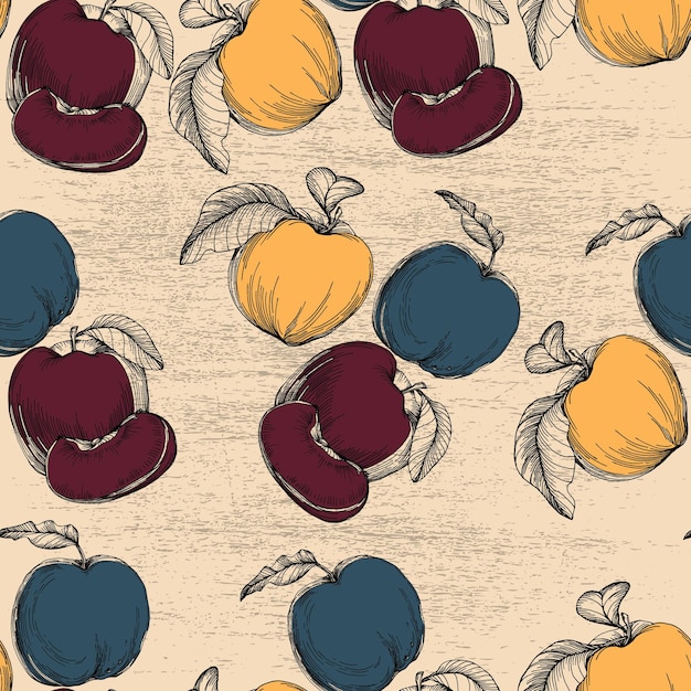 Seamless pattern with apples