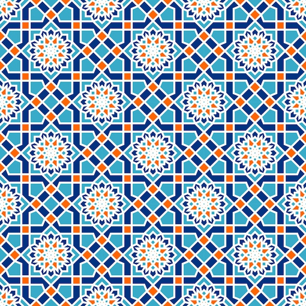 Seamless pattern with arabic geometric shapes. the pattern is made in the style of arabic art. stock illustration