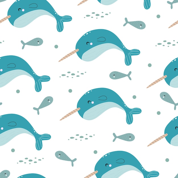 Seamless pattern with Arctic and Antarctic animals