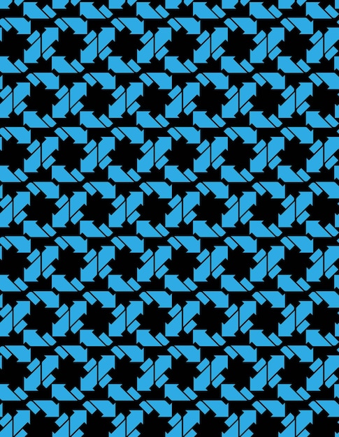 Seamless pattern with arrows, black and white infinite geometric textile, abstract vector textured visual covering. Overlay blue inspired geometric background with arrowheads.