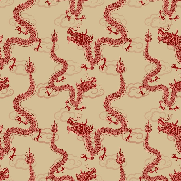 Seamless pattern with asian elements for happy chinese new year of the dragon 2024