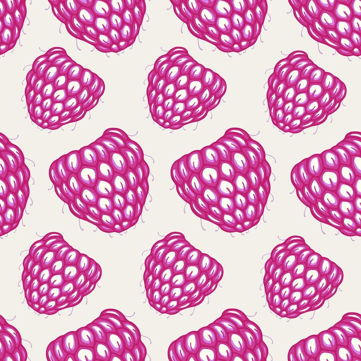 Vector seamless pattern with aspberries