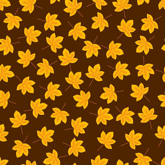 Seamless pattern with autumn branches and leaves on white background