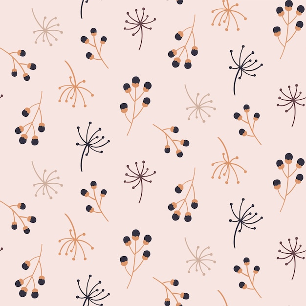 Seamless pattern with autumn floral elements.