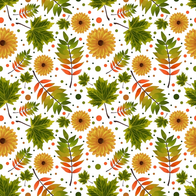 Seamless pattern with autumn flowers