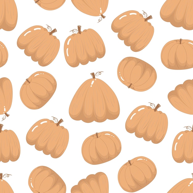 Seamless pattern with autumn harvest cartoon flat pumpkins isolated on white background wallpapers for thanksgiving day