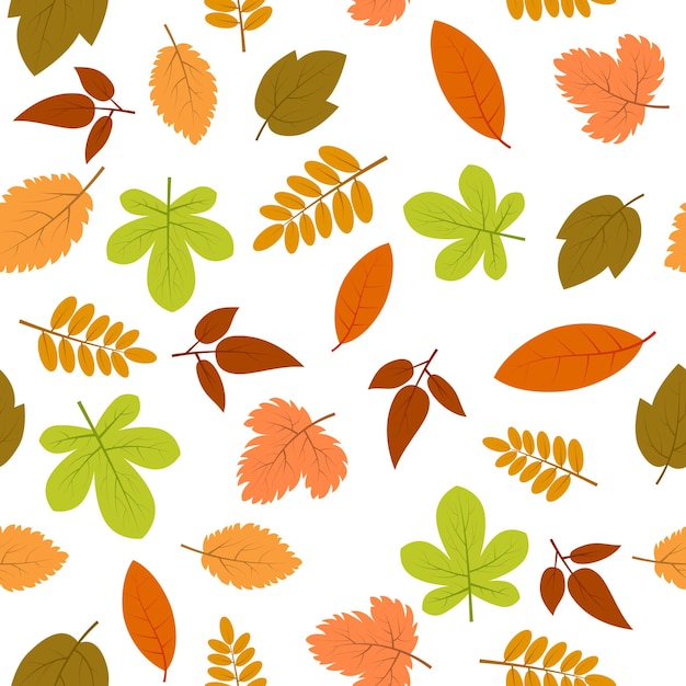 Seamless pattern with autumn leaves. Vector illustration.