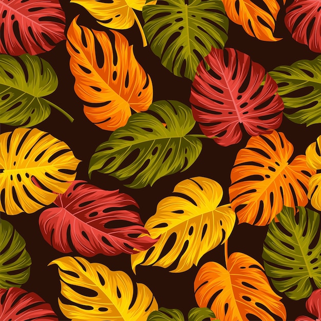 Seamless pattern with autumn leaves