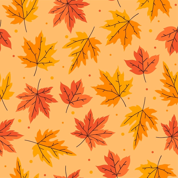 Seamless pattern with autumn maple leaves