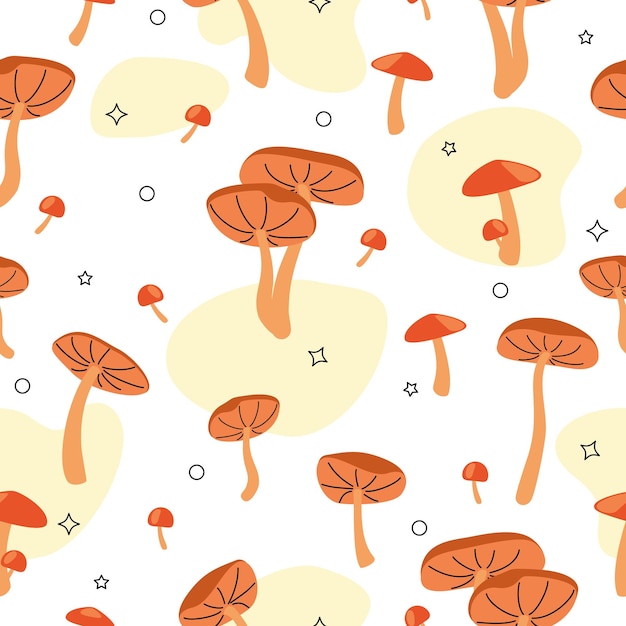 Бесшовный узор с осенними грибами. векторная иллюстрация