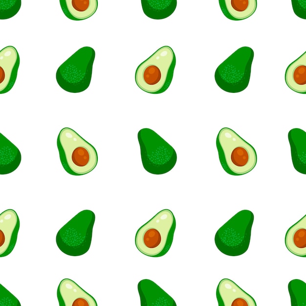 Seamless pattern with avocado fruit slices on a white background. simple and light background with avocado.