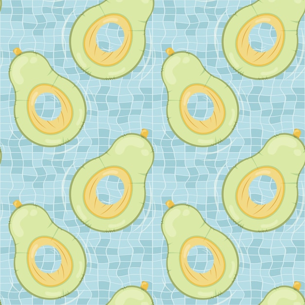 Seamless pattern with avocado shaped inflatable mattresses for pool party fabric background