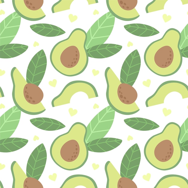 Seamless pattern with avocado vector pattern in the scandinavian style