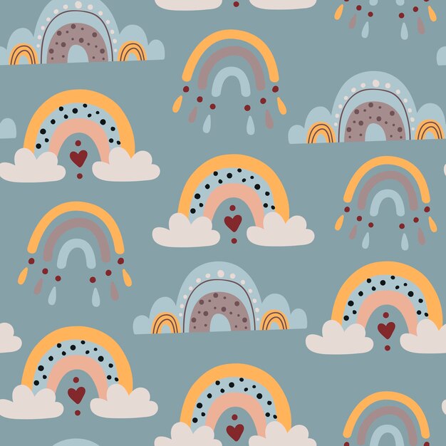 Seamless pattern with baby rainbows