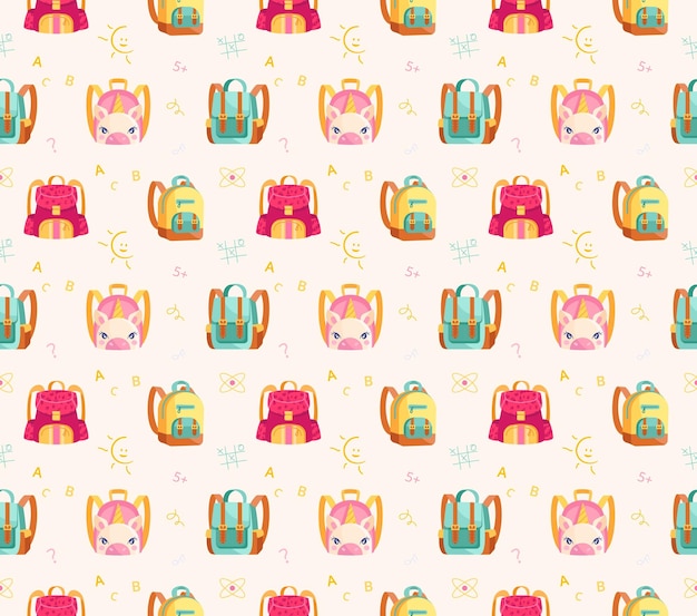 Seamless pattern with backpacks