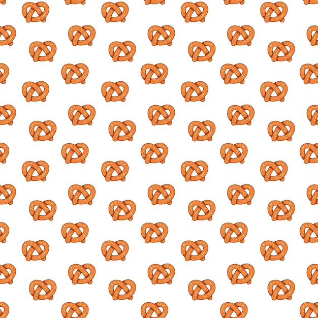 Seamless pattern con cottura pretzel su sfondo bianco illustrazione vettoriale di un muffin