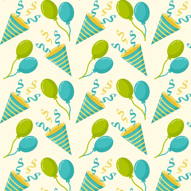 Seamless pattern with balloon and firecracker