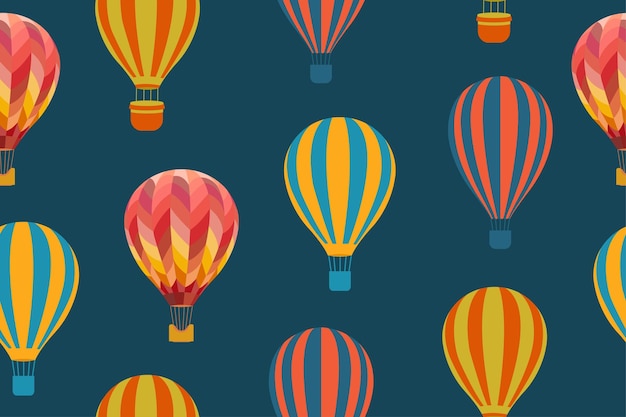Seamless pattern with balloons Flight in the sky and summer fun concept Vector illustration