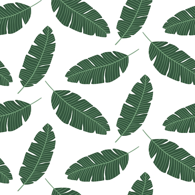 Vector seamless pattern with banana leaves.