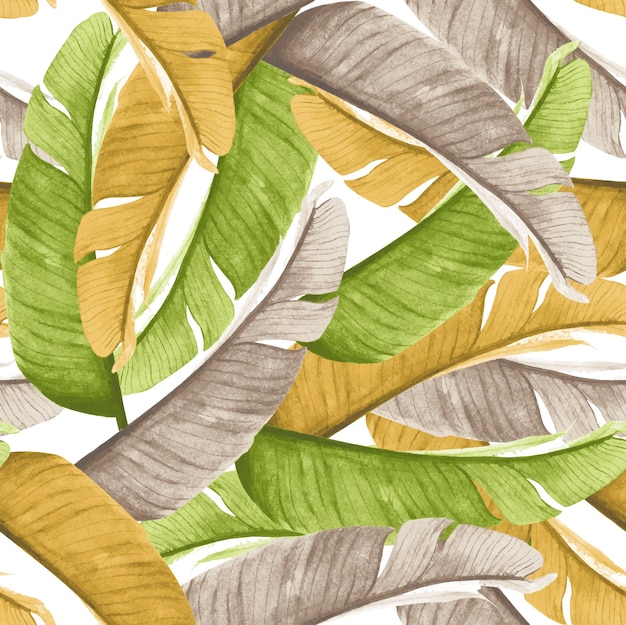 A seamless pattern with banana leaves