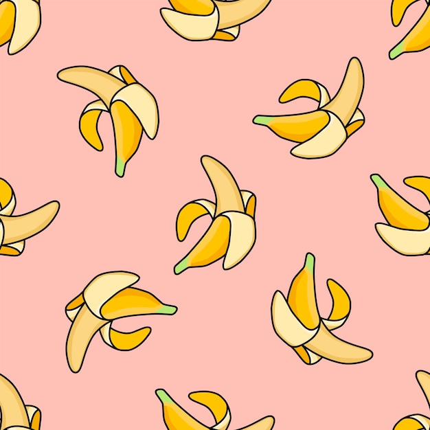 seamless pattern with bananas pop art pattern glamorous bananas on a pink background.