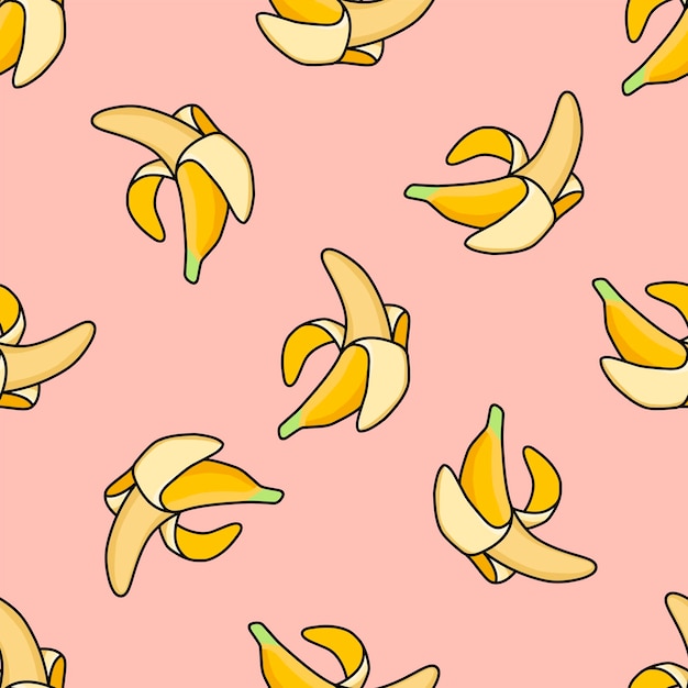 Seamless pattern with bananas Pop art pattern Glamorous bananas on a pink background.