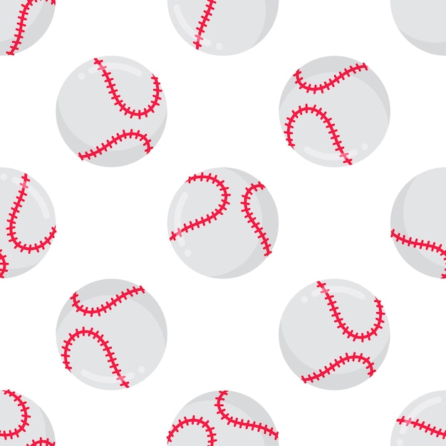 Vector seamless pattern with baseball ball flat style design vector illustration isolated on white backgrou