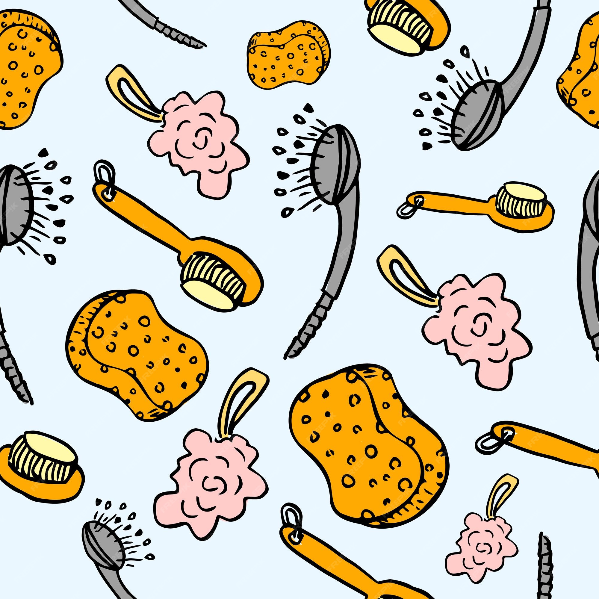 Premium Vector  Seamless pattern with doodle bath accessories