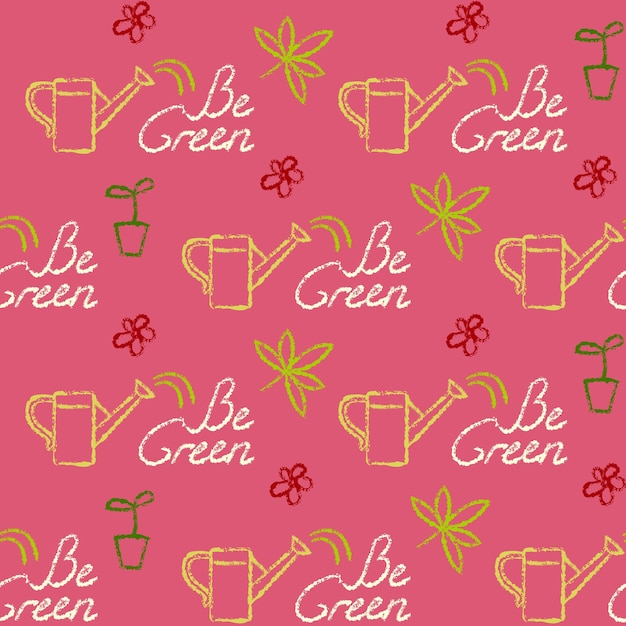 Seamless pattern with Be Green text