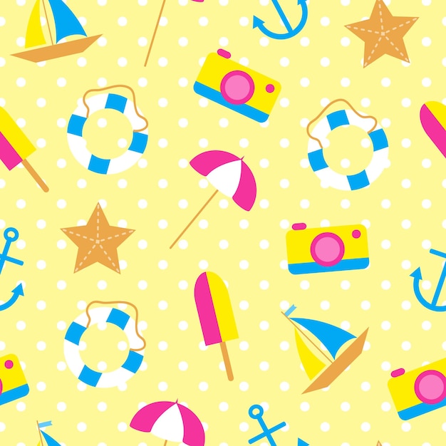 Seamless pattern with beach icons