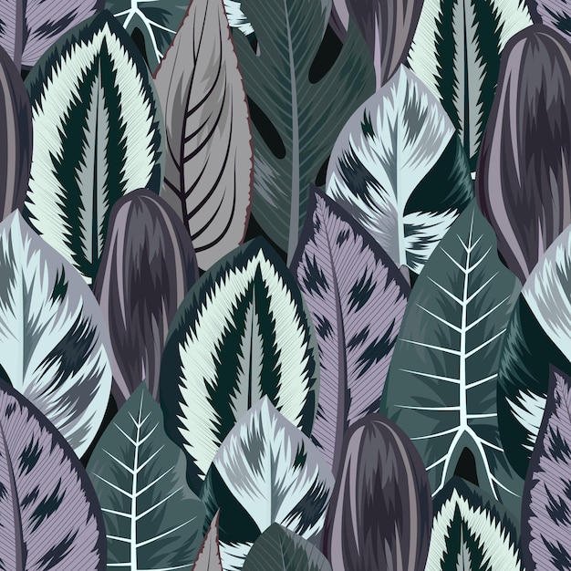 Seamless pattern with beautiful exotic tropical leaves