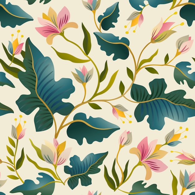 Seamless pattern with beautiful fantastic plants. 