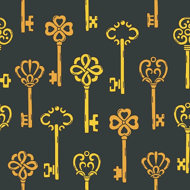 Seamless pattern with beautiful vintage key.