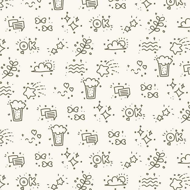 Seamless pattern with beer and water Hand drawn elements