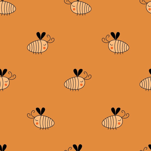 Seamless pattern with bees, bees vector, autumn seamless pattern,beekeeping, beehive