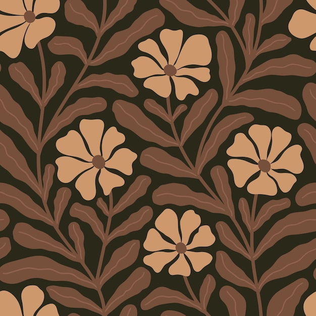 SEAMLESS PATTERN WITH BEIGE COLORS ON A BLACK BACKGROUND IN VECTOR