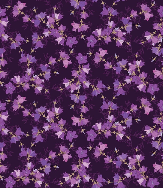 Vector seamless pattern with bellflowers. floral ornament