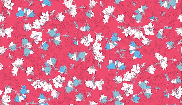 Seamless pattern with bellflowers. Floral ornament