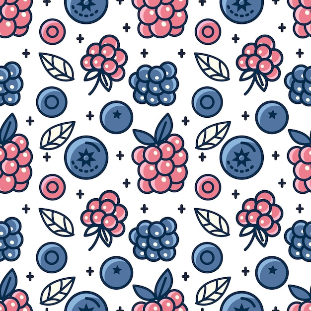 Vector seamless pattern with berries vector background with blueberries raspberries and blackberries